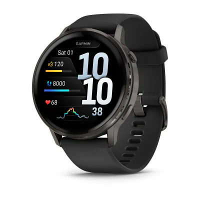 Garmin Venu 4. Display diagonal: 3.56 cm (1.4"), Display technology: AMOLED, Display resolution: 454 x 454 pixels, Touchscreen. Flash memory: 8 GB. Wi-Fi. GPS (satellite). Weight: 38 g. Band material: Silicone, Band colour: Black