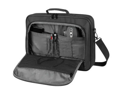 Geanta laptop Natec Boxer Lite, compatibilitate dimensiune laptop 15.6"-16", 2 compartimente, material Polyester 600D, negru