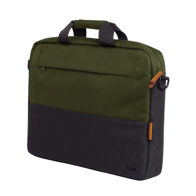 Geanta laptop Trust Lisboa, pentru laptopuri cu diagonala pana in 15.6", 2 compartimente, material POM, RPET Polyester, RPET, volum 2.1 L,  verde