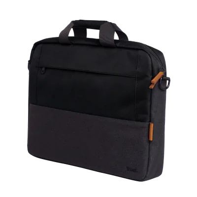 Geanta laptop Trust Lisboa, pentru laptopuri cu diagonala pana in 16",2 compartimente, material POM, RPET Polyester, RPET, volum 2.1 L, negru