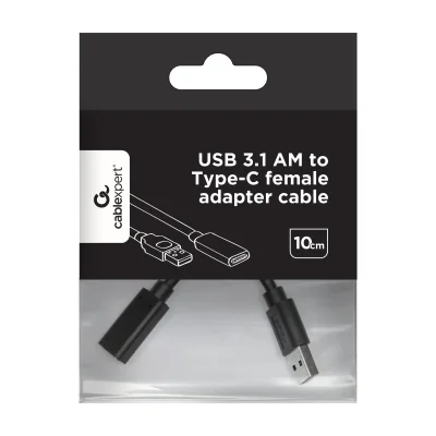 GEMBIRD A-USB3-AMCF-01 Gembird USB 3.1 AM to Type-C female adapter cable 10 cm black