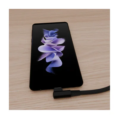 GEMBIRD Angled cotton braided USB Type-C male-male charging data cable 0.2 m black