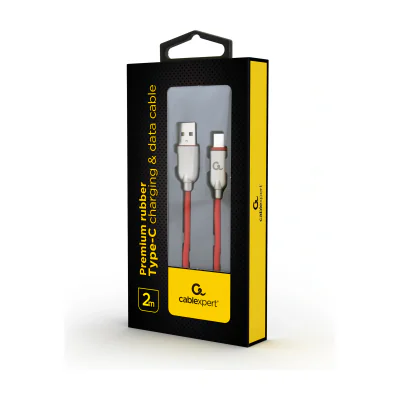 GEMBIRD CC-USB2R-AMCM-2M-R Premium rubber Type-C USB charging and data cable 2m red