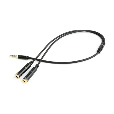 GEMBIRD CCA-417M Adapter Stereo Mini Jack M 4-pin -> 2x Mini Jack F metal black