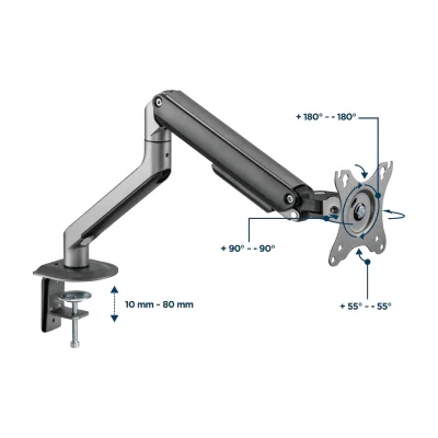 GEMBIRD Desk mounted adjustable monitor arm space grey