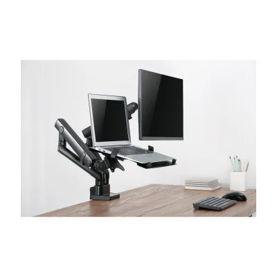 GEMBIRD Desk mounted adjustable monitor arm with notebook tray - full-motion