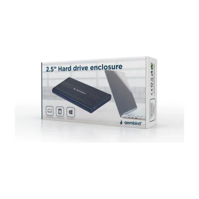 GEMBIRD EE2-U2S-5 HDD/SSD enclosure for 2.5 SATA - USB 2.0 Aluminium Black