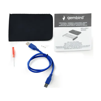 GEMBIRD EE2-U3S-2-R HDD/SSD enclosure for 2.5 SATA - USB 3.0 Aluminium Red