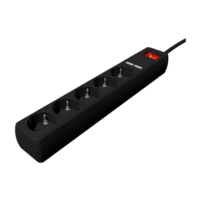 GEMBIRD ENERGENIE Power strip with USB charger 5 sockets 1.5m USB 2A black
