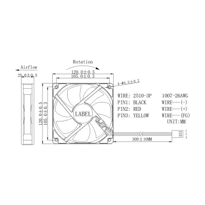 GEMBIRD FANCASE3/BALL Fan for PC case ball bearing 120mm 120mm 25mm
