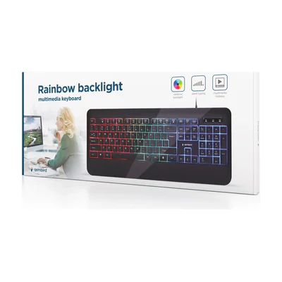 GEMBIRD KB-UML-03 Slim Rainbow backlight multimedia keyboard black US layout