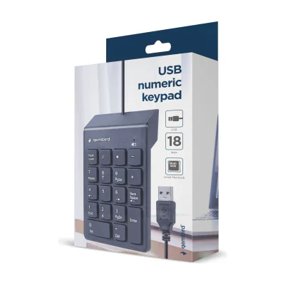 GEMBIRD KPD-U-03 USB numeric keypad black slim 18 keys