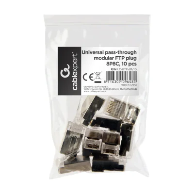 GEMBIRD LC-PTF-01/10 Universal pass-through modular FTP plug 8P8C 10pcs solid and stranded