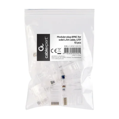 GEMBIRD LC-PTU-01/10 Universal pass-through modular UTP plug 8P8C 10 pcs soild and stranded