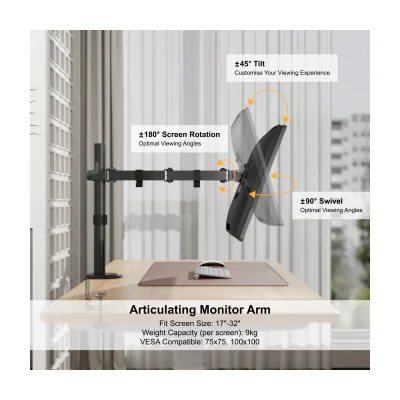 GEMBIRD MA-D1-01 Adjustable desk display mounting arm -rotate tilt swivel- 17-32inch up to 9 kg