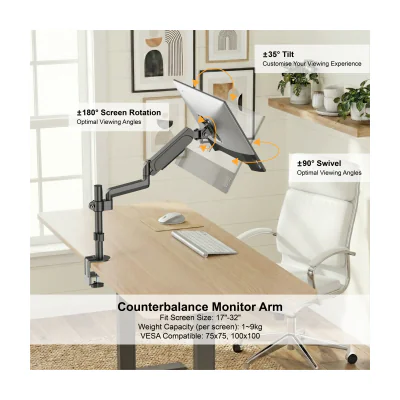 GEMBIRD MA-DA1P-01 Adjustable desk display mounting arm 17-32inch up to 9 kg