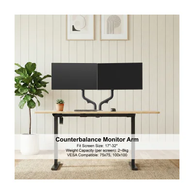 GEMBIRD MA-DA2-02 Adjustable desk 2-display mounting arm tilting 17-32inch up to 8 kg