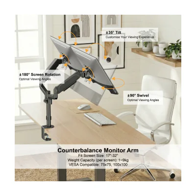 GEMBIRD MA-DA2P-01 Adjustable desk 2-display mounting arm 17-32inch up to 9 kg