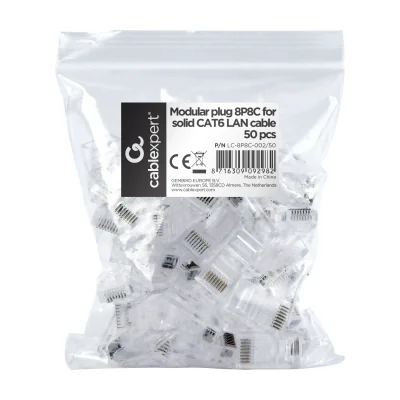 GEMBIRD Mufa RJ45 neecranata pentru cabluri CAT.6 - set 50 buc.