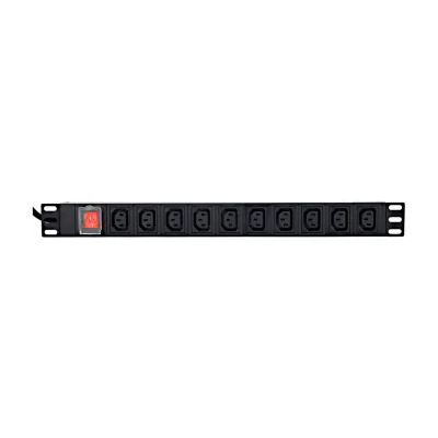 GEMBIRD Power Distribution Unit PDU 10pcs C13 Sockets 1U 16A C19 Plug 2m Cable