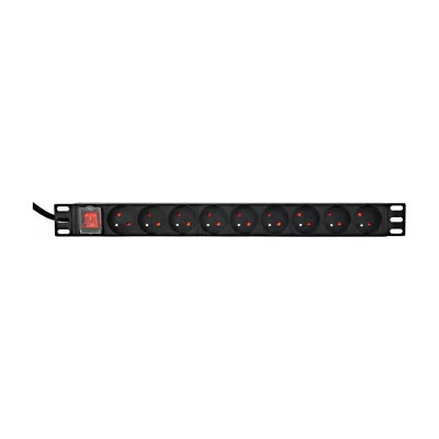 GEMBIRD Power Distribution Unit PDU 9 French Sockets 1U 16A French Plug 2m Cable