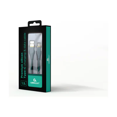 GEMBIRD Premium silicon Type-C USB charging and data cable 1.5 m Midnight Green