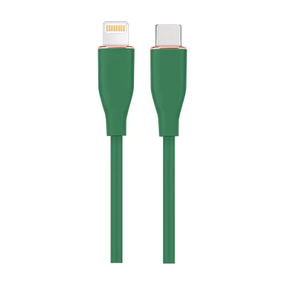 GEMBIRD Premium silicon USB Type-C to 8-pins charging data cable 1.5m Midnight Green