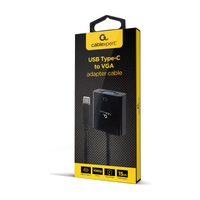 GEMBIRD USB Type-C to VGA adapter cable 15cm black