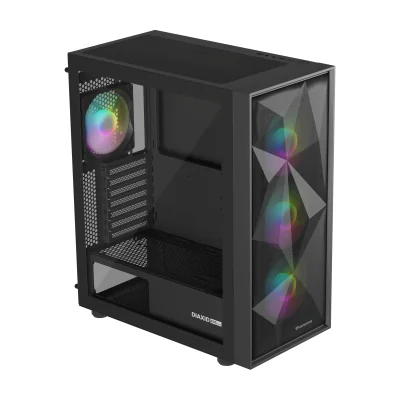GENESIS Diaxid 605 ARGB, Midi Tower, PC, Black, ATX, micro ATX, Mini-ATX, ABS, Steel, Tempered glass, Gaming