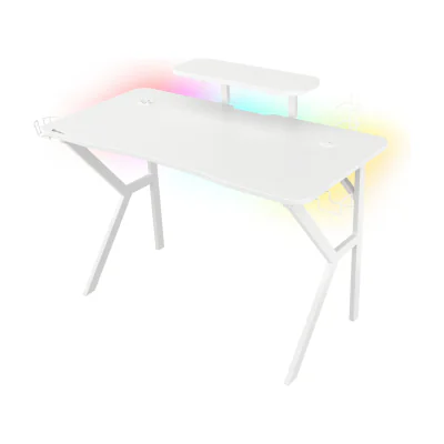 GENESIS Holm 320 RGB, Straight, Rectangular shape, MDF, Metal, Gaming, White
