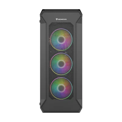 GENESIS Irid 505 ARGB, Midi Tower, PC, Black, Transparent, ATX, micro ATX, Mini-ITX, Acrylonitrile butadiene styrene (ABS), Steel, Tempered glass, Gaming