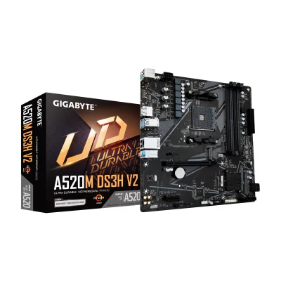 GIGABYTE A520M DS3H V2 Motherboard - Supports AMD Ryzen 5000 Series AM4 CPUs, up to 4733MHz DDR4 (OC), PCIe 3.0 x16, GbE LAN, USB 3.2 Gen 1, AMD, Socket AM4, AMD Ryzen 3000 Series, AMD Ryzen Threadripper 3000 Series, AMD Ryzen Threadripper PRO 3000 WX-Series, Socket AM4, 128 GB, DDR4-SDRAM