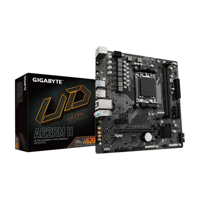 GIGABYTE A620M H Motherboard - Supports AMD Ryzen 8000 CPUs, 5+2+2 Phases Digital VRM, up to 7200MHz DDR5 (OC), 1xPCIe 4.0 M.2, GbE LAN, USB 3.2 Gen 1, AMD, Socket AM5, AMD Ryzen 7000 Series, Socket AM5, 96 GB, DDR5-SDRAM