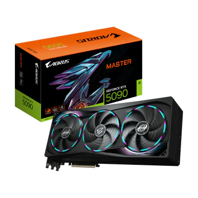 GIGABYTE AORUS GeForce RTX 5090 MASTER 32G Graphics Card - 32GB GDDR7, 512bit, PCI-E 5.0, 2655MHz Core Clock, 3 x DP 2.1a, 1 x HDMI 2.1b, GV-N5090AORUS M-32GD, GeForce RTX 5090, 32 GB, GDDR7, 512 bit, 7680 x 4320 pixels, PCI Express x16 5.0