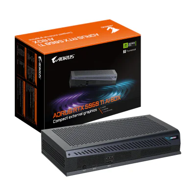 GIGABYTE AORUS RTX 5060 Ti AI BOX Graphics Card - 16GB GDDR7, 128bit, PCI-E 5.0, 2572MHz Core Clock, 3 x DP 2.1, 1 x HDMI 2.1, GV-N506TIXEB-16GD, Black, 1 pc(s), NVIDIA, GeForce RTX 5060 Ti, 7680 x 4320 pixels, 16 GB