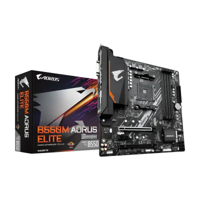 GIGABYTE B550M AORUS ELITE Motherboard - AMD Ryzen 5000 CPUs, 5+3 Phases VRM, up to 4733MHz DDR4, 1xPCIe 4.0 + 1xPCIe 3.0 M.2, 1GbE LAN, USB 3.2 Gen 1, AMD, Socket AM4, AMD Ryzen 3000 Series, AMD Ryzen 4000 Series, AMD Ryzen 5000 Series, Socket AM4, DDR4-SDRAM, 128 GB