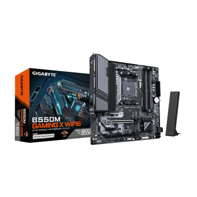 GIGABYTE B550M GAMING X WIFI6 Motherboard - AMD Ryzen 5000 CPUs, 5+3 Phases VRM, up to 3200MHz DDR4, 1xPCIe 4.0 + 1xPCIe 3.0 M.2, Wi-Fi 6, 1GbE LAN, USB 3.2 Gen 1, AMD, Socket AM4, AMD Ryzen 3000 Series, AMD Ryzen 4000 Series, AMD Ryzen 5000 Series, Socket AM4, DDR4-SDRAM, 128 GB