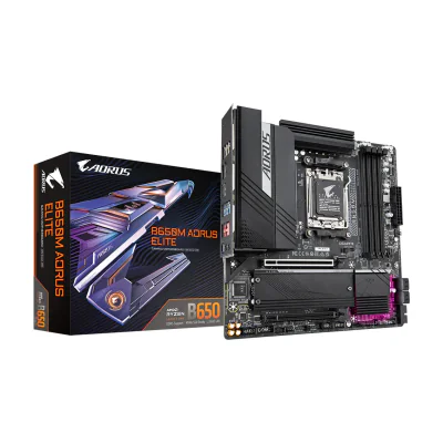 GIGABYTE B650M AORUS ELITE Motherboard - AMD Ryzen 9000 CPUs, 12+2+2 Phases VRM, up to 8000MHz DDR5, 1xPCIe 5.0 + 1xPCIe 4.0 M.2, 2.5GbE LAN, USB 3.2 Gen 2x2, AMD, Socket AM5, AMD Ryzen 7000 Series, AMD Ryzen 8000 Series, AMD Ryzen 9000 Series, Socket AM5, DDR5-SDRAM, 256 GB