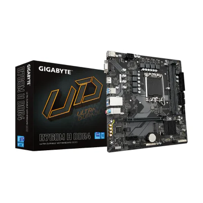 GIGABYTE B760M H DDR4 Motherboard - Supports Intel Core 14th Gen CPUs, 6+1+1 Phases Digital VRM, up to 3200MHz DDR4 (OC), 2xPCIe 4.0 M.2, GbE LAN, USB 3.2 Gen1, Intel, LGA 1700, Intel® Celeron®, Intel® Pentium® Gold, LGA 1700, 64 GB, DDR4-SDRAM