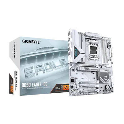 GIGABYTE B850 EAGLE ICE Motherboard, AMD, Socket AM5, AMD Ryzen 7000 Series, AMD Ryzen 8000 Series, AMD Ryzen 9000 Series, Socket AM5, DDR5-SDRAM, 256 GB