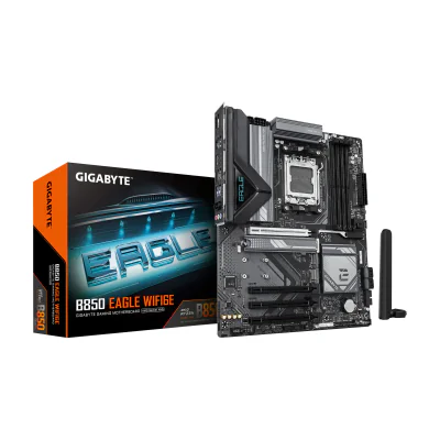 GIGABYTE B850 EAGLE WIFI6E Motherboard, AMD, Socket AM5, AMD Ryzen 7000 Series, AMD Ryzen 8000 Series, AMD Ryzen 9000 Series, Socket AM5, DDR5-SDRAM, 256 GB