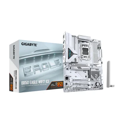 GIGABYTE B850 EAGLE WIFI7 ICE Motherboard, AMD, Socket AM5, AMD Ryzen 7000 Series, AMD Ryzen 8000 Series, AMD Ryzen 9000 Series, Socket AM5, DDR5-SDRAM, 256 GB