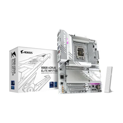 GIGABYTE B860 AORUS ELITE WIFI7 ICE Motherboard - Intel Core Ultra Series CPUs, 14+1+2+1 Phases VRM, up to 9200MHz DDR5, 1xPCIe 5.0 + 2xPCIe 4.0 M.2, 2.5GbE LAN, WIFI 7, USB 4, Intel, LGA 1851 (Socket V1), Intel® Core™ Ultra (Series 1), Intel Core Ultra (Series 2), LGA 1851, DDR5-SDRAM, 256 GB
