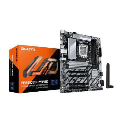 GIGABYTE B860 DS3H WIFI6E Motherboard - Intel Core Ultra Series CPUs, 8+1+2+2 Phases VRM, up to 9066MHz DDR5, 1xPCIe 5.0 + 1xPCIe 4.0 M.2, 2.5GbE LAN, WIFI 6E, USB 3.2 Gen 2x2, Intel, LGA 1851 (Socket V1), Intel Core Ultra (Series 2), LGA 1851, DDR5-SDRAM, 256 GB