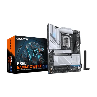 GIGABYTE B860 GAMING X WIFI6E Motherboard - Intel Core Ultra Series CPUs, 12+1+2+1 Phases VRM, up to 9066MHz DDR5, 1xPCIe 5.0 + 2xPCIe 4.0 M.2, 2.5GbE LAN, WIFI 6E, USB4, Intel, LGA 1851 (Socket V1), Intel® Core™ Ultra (Series 1), Intel Core Ultra (Series 2), LGA 1851, DDR5-SDRAM, 256 GB