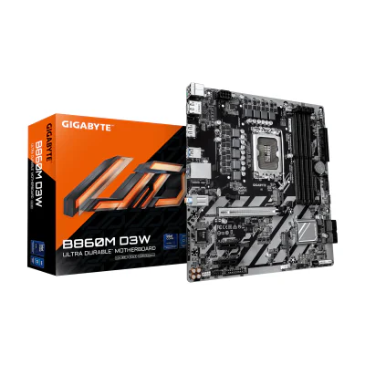 GIGABYTE B860M D3W Motherboard - Intel Core Ultra Series CPUs, 4+1+2 Phases VRM, up to 9066MHz DDR5, 2xPCIe 4.0 M.2, 1GbE LAN, USB 3.2 Gen 1, Intel, LGA 1851 (Socket V1), Intel® Core™ Ultra (Series 1), Intel Core Ultra (Series 2), LGA 1851, DDR5-SDRAM, 256 GB