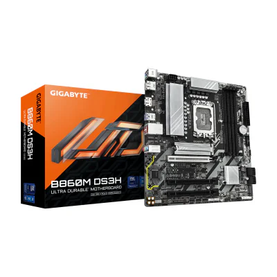 GIGABYTE B860M DS3H Motherboard - Intel Core Ultra Series CPUs, 5+1+2+1 Phases VRM, up to 9066MHz DDR5, 1xPCIe 5.0 + 1xPCIe 4.0 M.2, 2.5GbE LAN, USB 3.2 Gen 2, Intel, LGA 1851 (Socket V1), Intel® Core™ Ultra (Series 1), Intel Core Ultra (Series 2), LGA 1851, DDR5-SDRAM, 256 GB