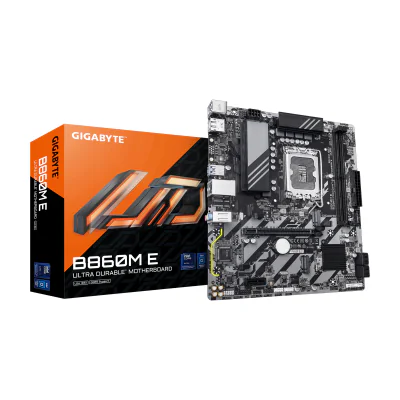 GIGABYTE B860M E Motherboard - Intel Core Ultra Series CPUs, 4+1+2 Phases VRM, up to 8800MHz DDR5 (O.C), 2xPCIe 4.0 M.2, 1GbE LAN, USB 3.2 Gen 1, Intel, LGA 1851 (Socket V1), Intel Core Ultra (Series 2), LGA 1851, DDR5-SDRAM, 128 GB