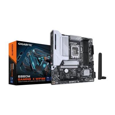 GIGABYTE B860M GAMING X WIFI6E Motherboard - Intel Core Ultra Series CPUs, 8+1+2+2 Phases VRM, up to 9200MHz DDR5, 1xPCIe 5.0 + 1xPCIe 4.0 M.2, 2.5GbE LAN, WIFI 6E, USB 4, Intel, LGA 1851 (Socket V1), Intel® Core™ Ultra (Series 1), Intel Core Ultra (Series 2), LGA 1851, DDR5-SDRAM, 256 GB
