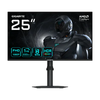 GIGABYTE G25F2 24.5" FHD Gaming Monitor - 1920 x 1080, 200Hz, 1ms, 300 cd/m², Display HDR 10, HDMI 2.0, Displayport 1.4, 62.2 cm (24.5"), 1920 x 1080 pixels, Full HD, LED, 1 ms, Black